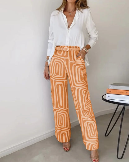 KAMMAY STYLISH PANTS SET – INCLUDES BLOUSE AND BELT