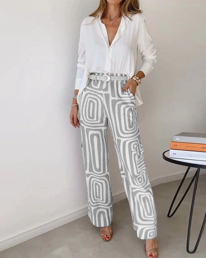 KAMMAY STYLISH PANTS SET – INCLUDES BLOUSE AND BELT