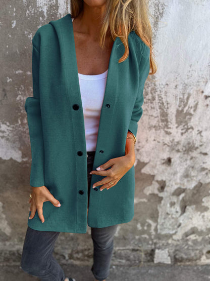 ARIANE – KNITTED CARDIGAN WITH BUTTONS AND HOOD