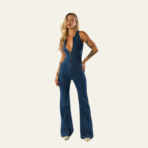 CAPRI - FIGURE-ENHANCING DENIM JUMPSUIT