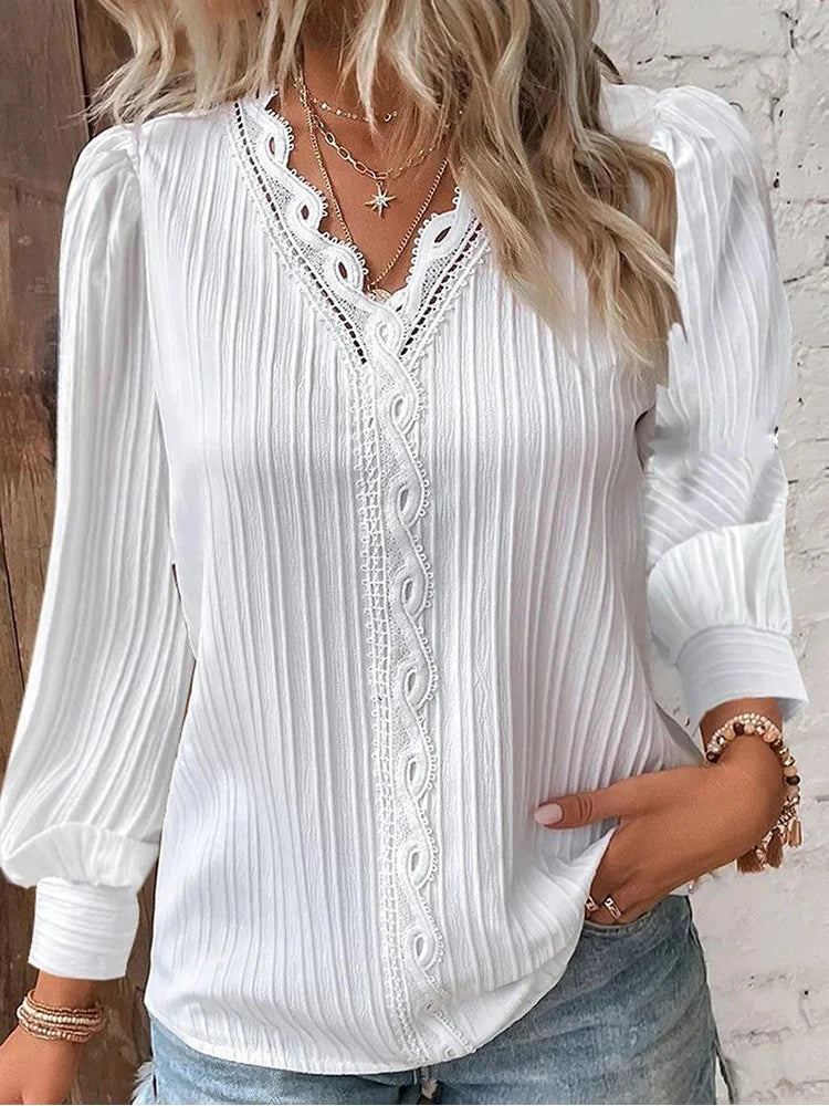 EMMA - CHIFFON BLOUSE WITH LACE DETAILS