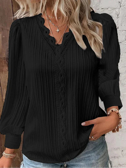 EMMA - CHIFFON BLOUSE WITH LACE DETAILS