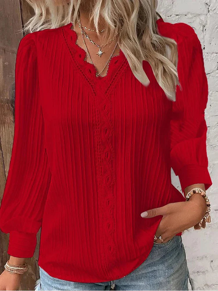 EMMA - CHIFFON BLOUSE WITH LACE DETAILS