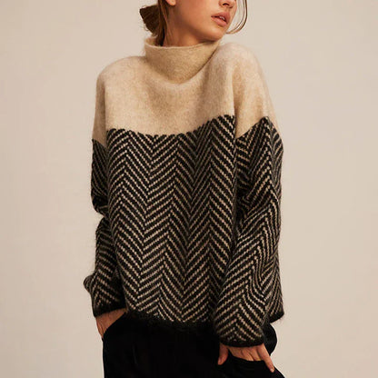 PAULINA - LUXURY TURTLENECK WITH HERRINGBONE PATTERN