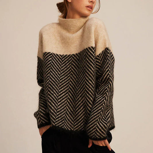 PAULA-LUXE TURTLENECK WITH HERRINGBONE PATTERN