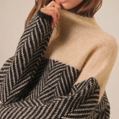 PAULA-LUXE TURTLENECK WITH HERRINGBONE PATTERN