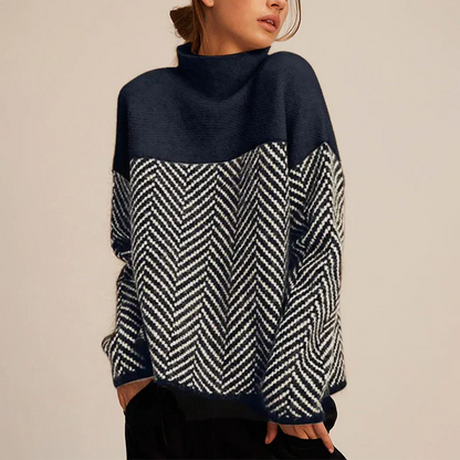 PAULA-LUXE TURTLENECK WITH HERRINGBONE PATTERN