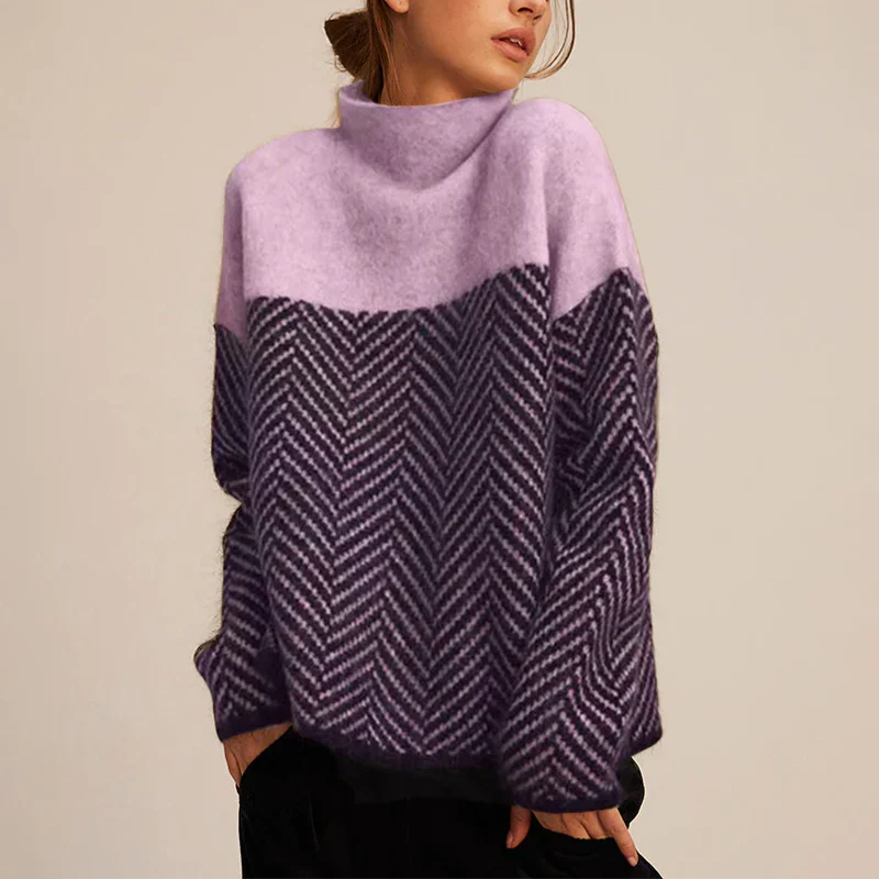 PAULA-LUXE TURTLENECK WITH HERRINGBONE PATTERN