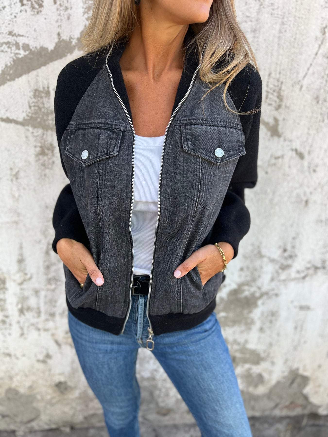 ISABELLA - CASUAL V-NECK ZIPPER JACKET