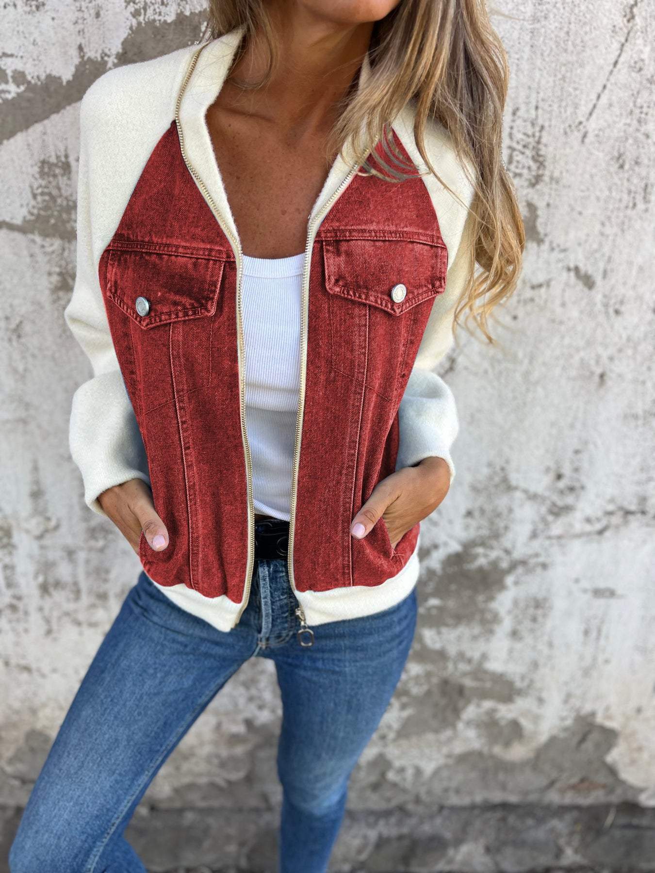 ISABELLA - CASUAL V-NECK ZIPPER JACKET