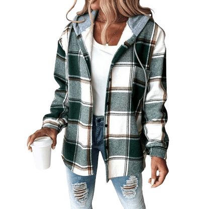 ELISA - CASUAL FLANNEL SHIRT WITH HOOD